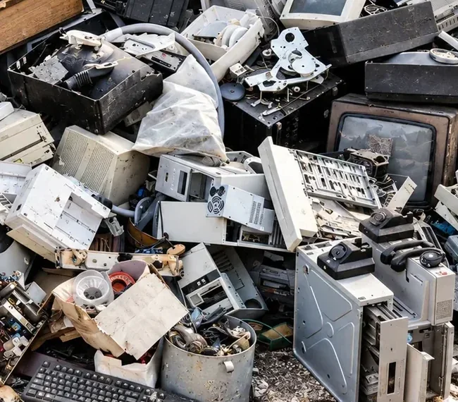 Small electronic devices and components collected as e-waste