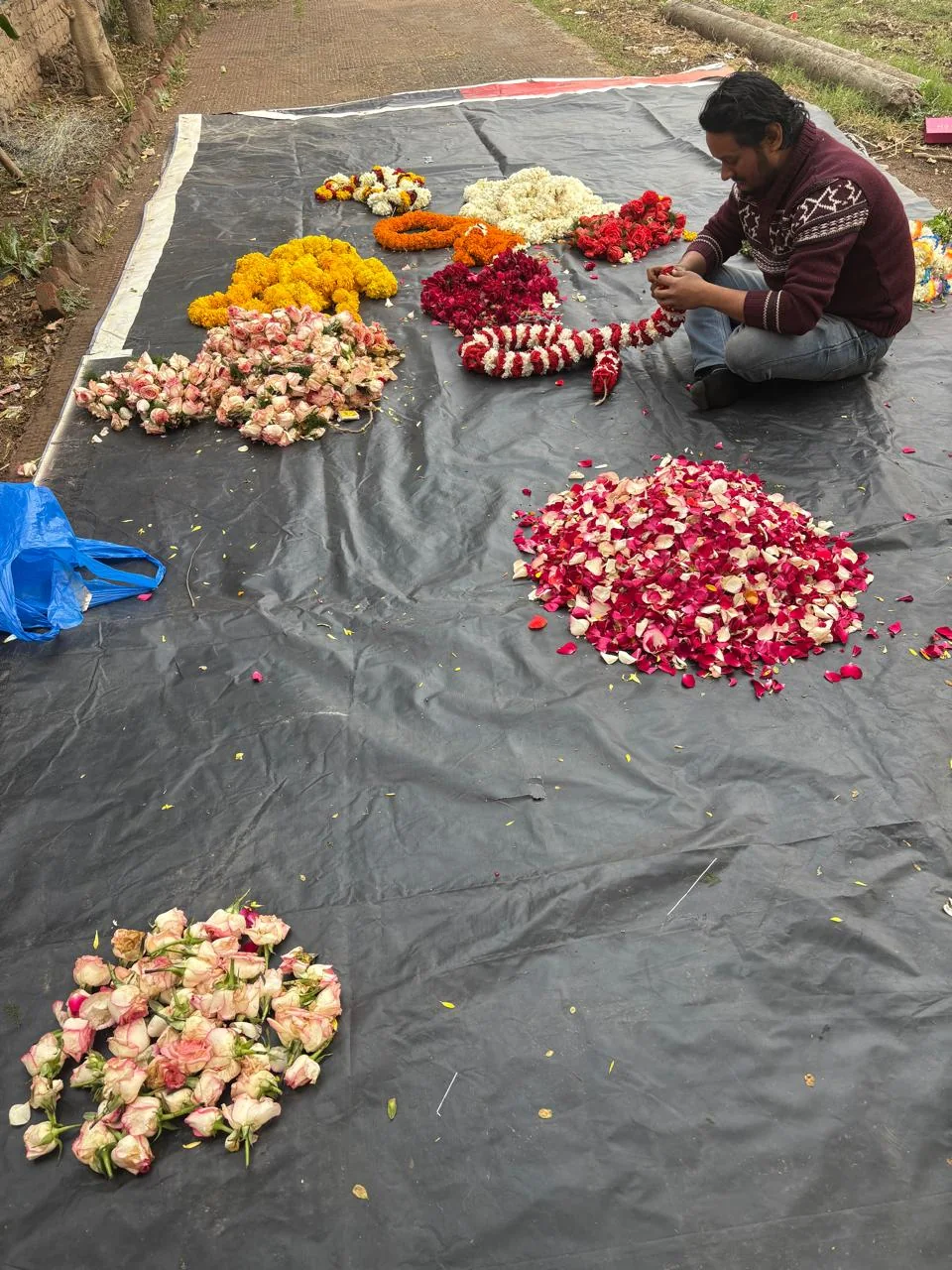 Actual temple flower waste sorting project image