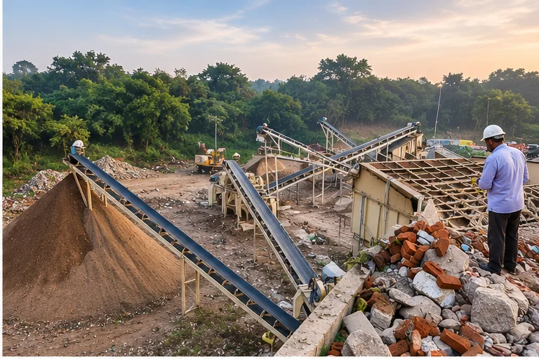 C&D waste conveyor and screening line