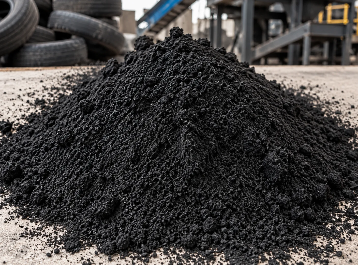 Finer rubber fraction from tyre processing