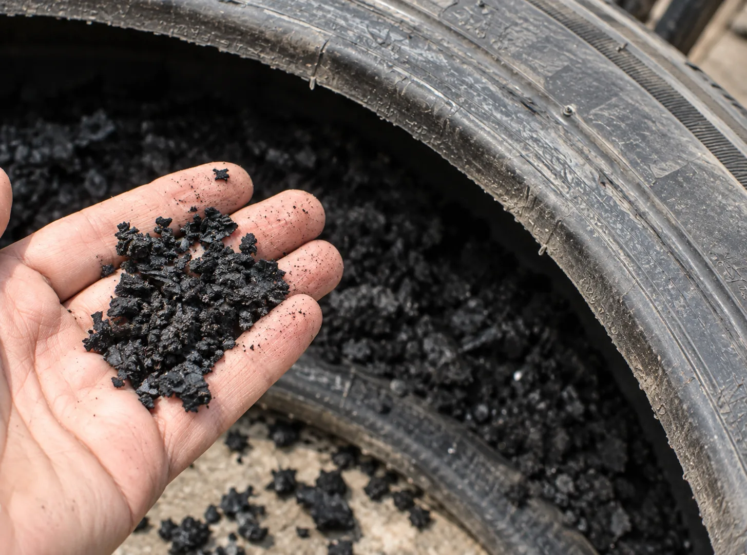 Smaller rubber fraction from tyre processing